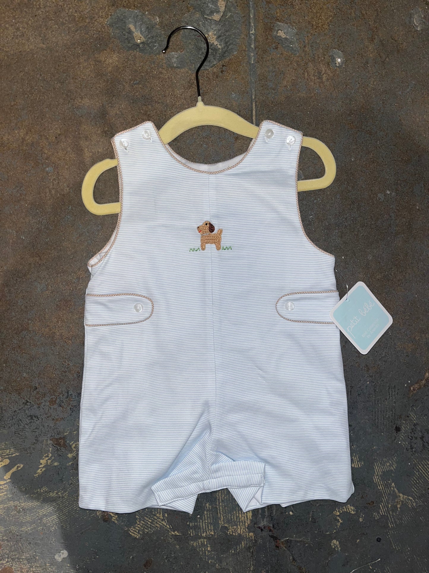 Puppies Blue Knit Stripe Short Jon Jon