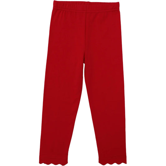 Scalloped Leggings- Red
