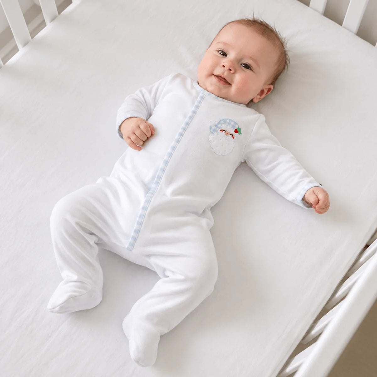 Sweet St. Nick Applique Footie- Light Blue