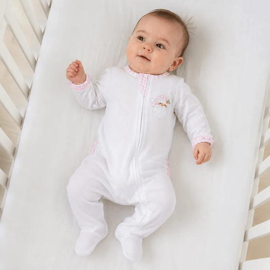 Sweet St. Nick Applique Footie- Pink