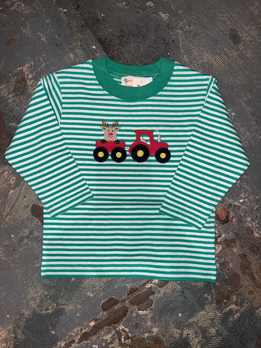Boys Stripe Tractor w/ Wagon Shirt