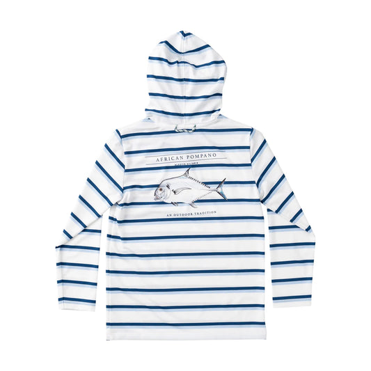 Pro Performance Hoodie T-shirt- Windsurfer Navy Peony Stripe
