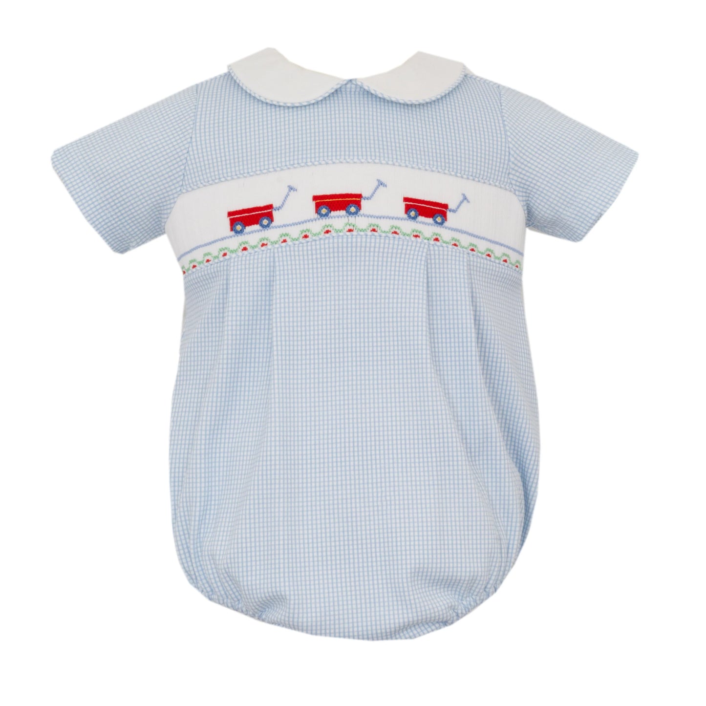 Wagons Blue Knit Stripe Boy's Bubble